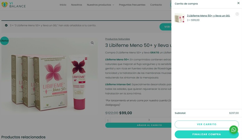 Otra captura de pantalla del sitio web de Vi-Balance