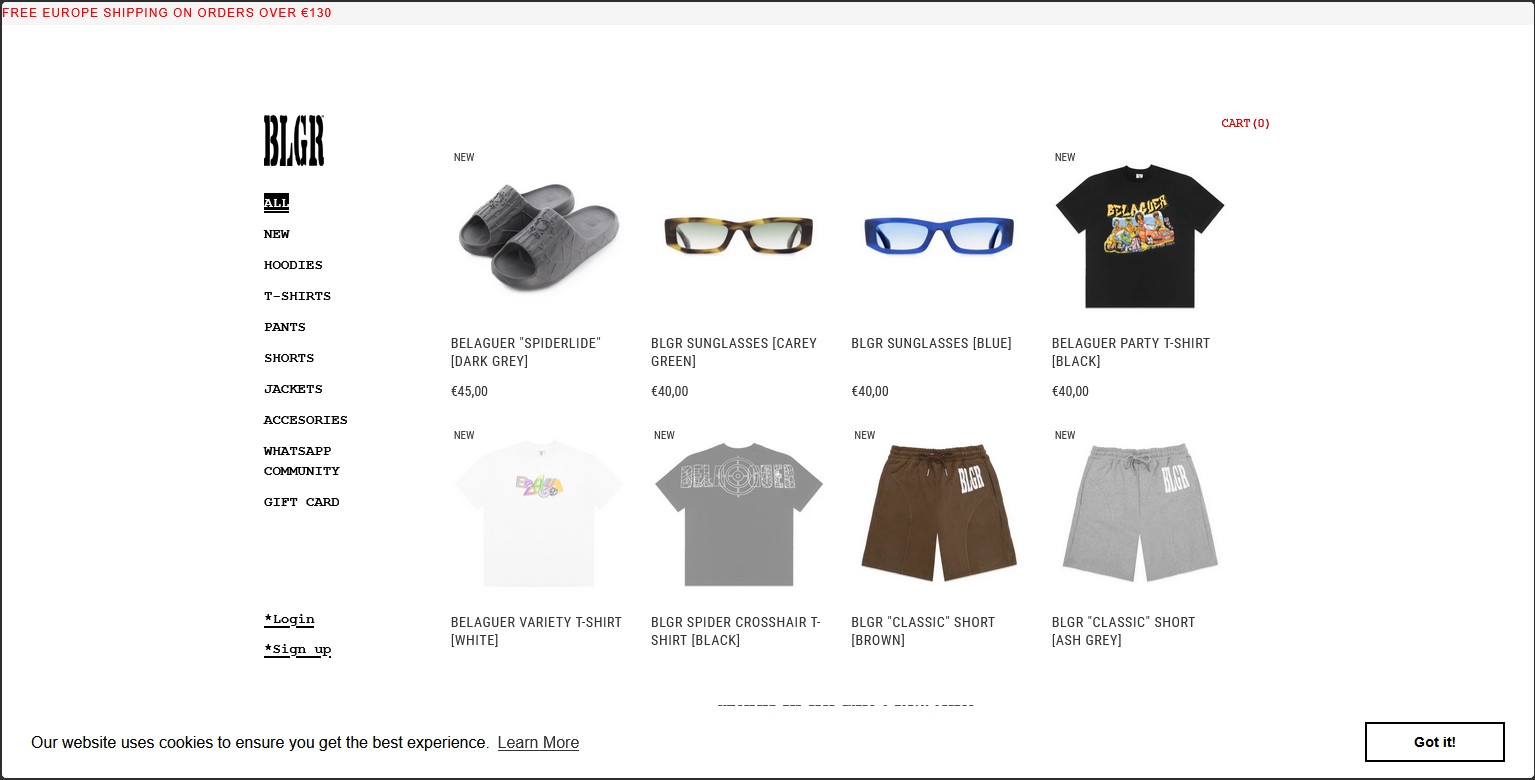 Otra captura de pantalla del sitio web de Belaguer