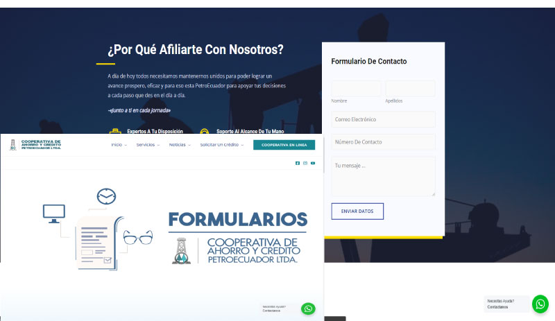 Otra captura de pantalla del sitio web de la Cooperativa PetroEcuador